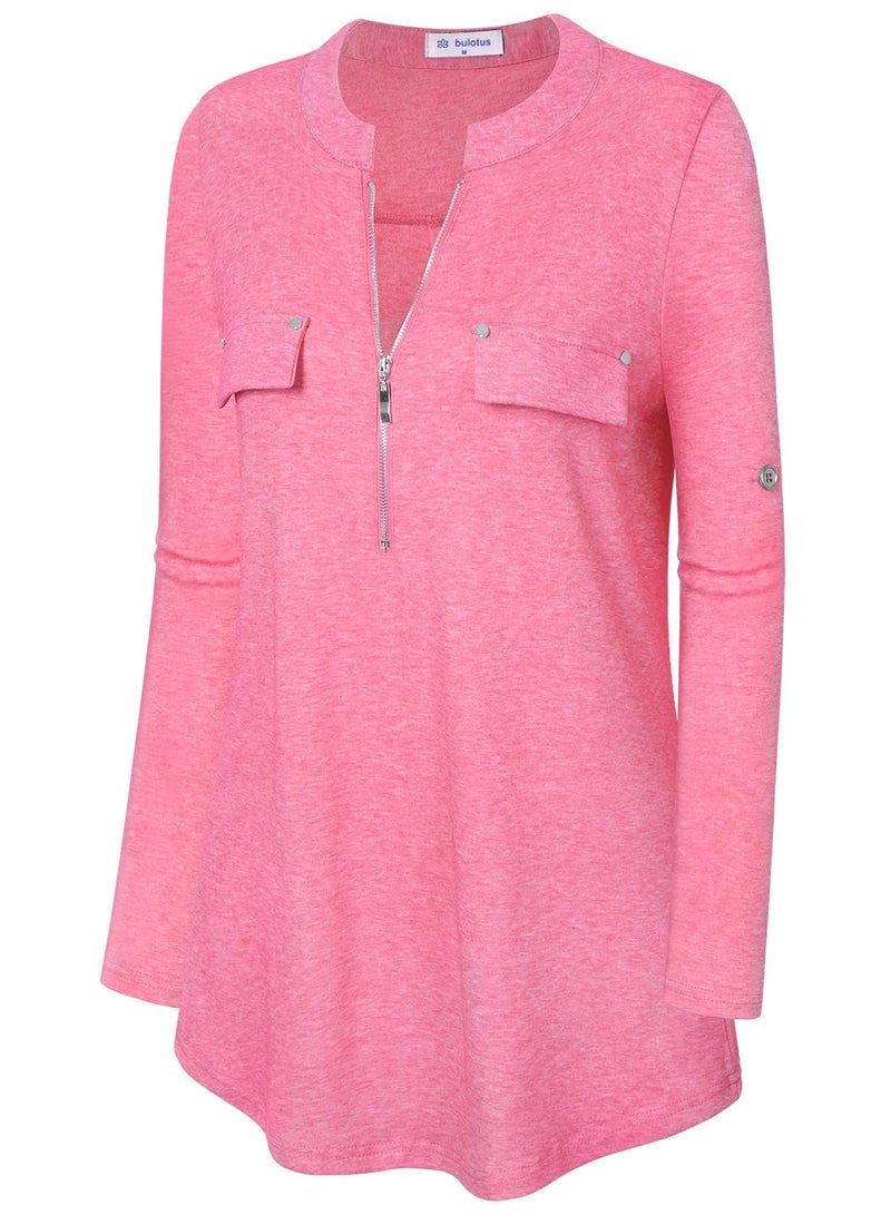 Bulotus Tunic Tops For Leggings For Women Plus Size Shirts (X-Large, Pink) - Image 3
